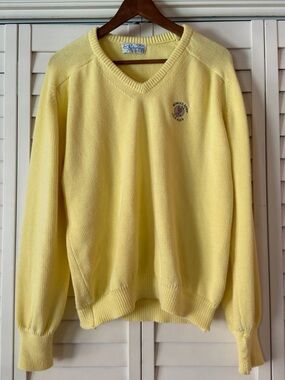 Vintage Pickering Active Sportswear yellow cotton V-neck sweater